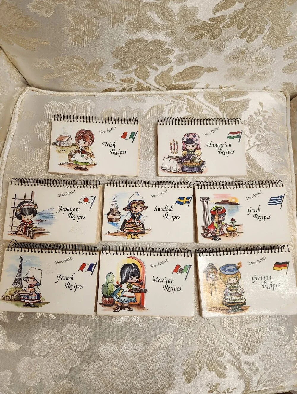 Vintage Ethnic Spiral Bound Cookbooks Hungarian Mexican French Greek Set of 8